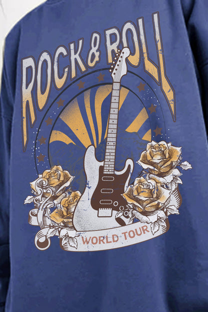 Simply Love Simply Love Full Size ROCK & ROLL WORLD TOUR Graphic Sweatshirt-Jewearrings