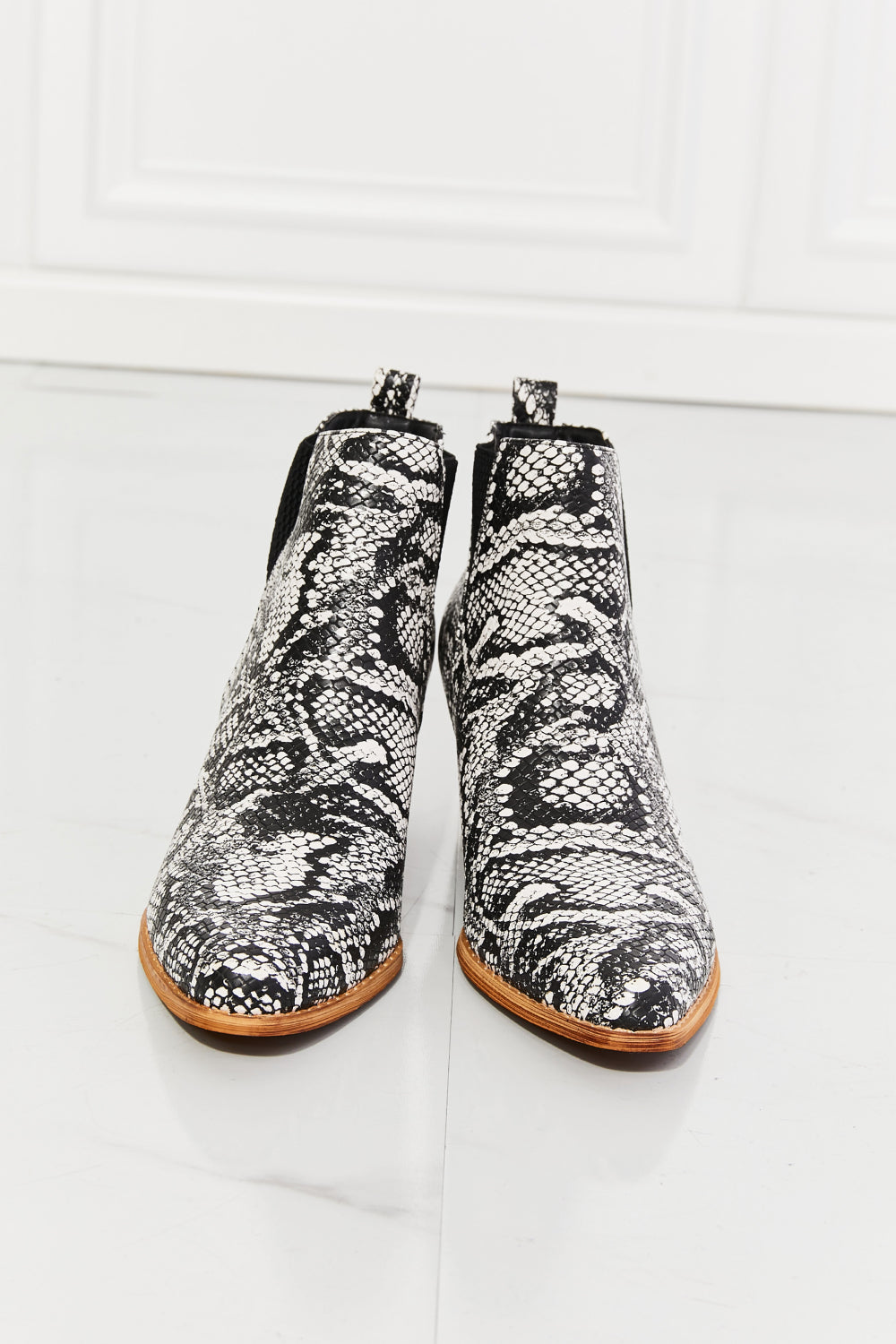 MMShoes Back At It Point Toe Bootie in Snakeskin-Jewearrings