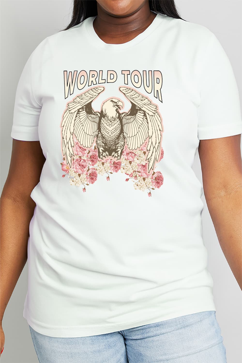 Simply Love Full Size WORLD TOUR Eagle Graphic Cotton Tee-Jewearrings