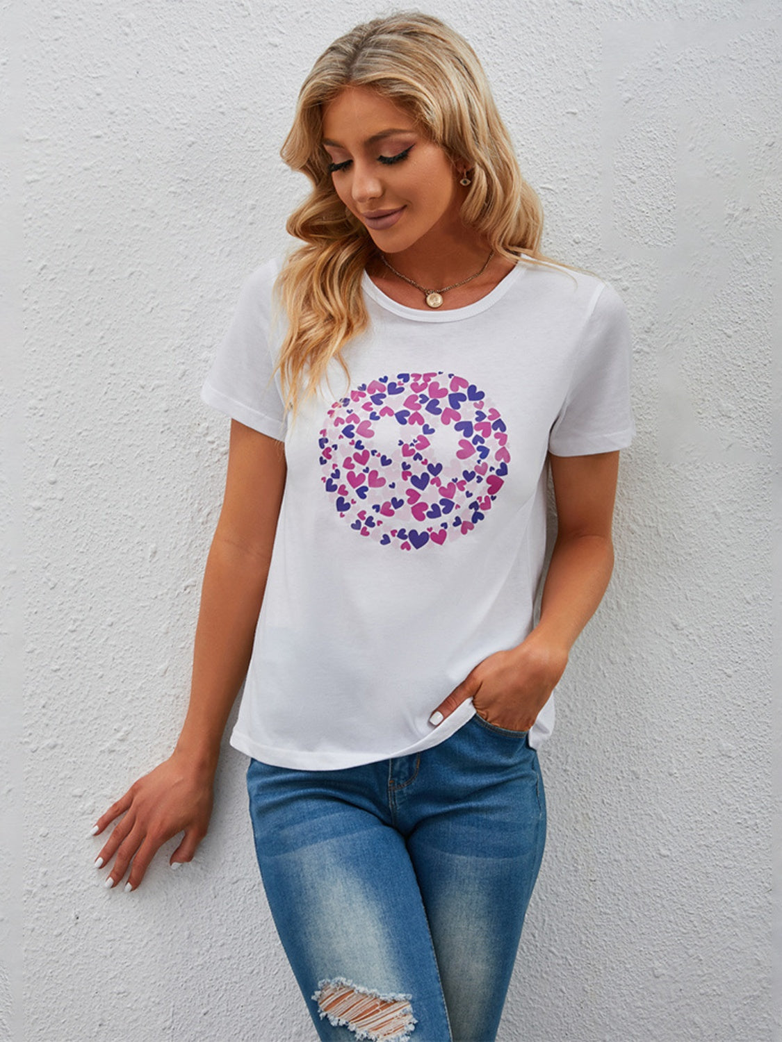 Graphic Round Neck Short Sleeve T-Shirt-Jewearrings