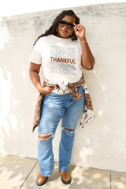 Simply Love Full Size THANKFUL Short Sleeve T-Shirt-Jewearrings