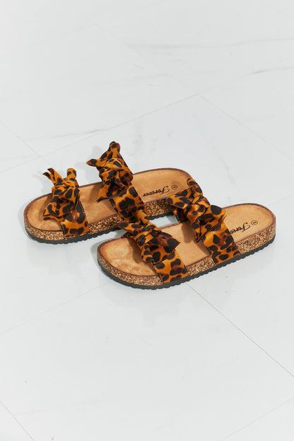 Forever Link Fiercely Feminine Leopard Bow Slide Sandals-Jewearrings