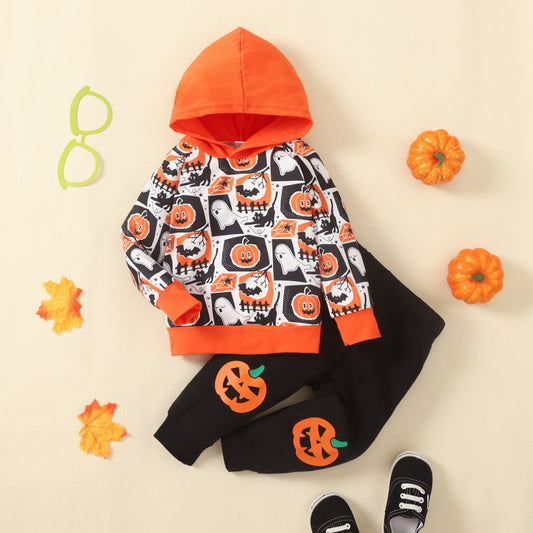 Printed Long Sleeve Hoodie and Pants Set-Jewearrings