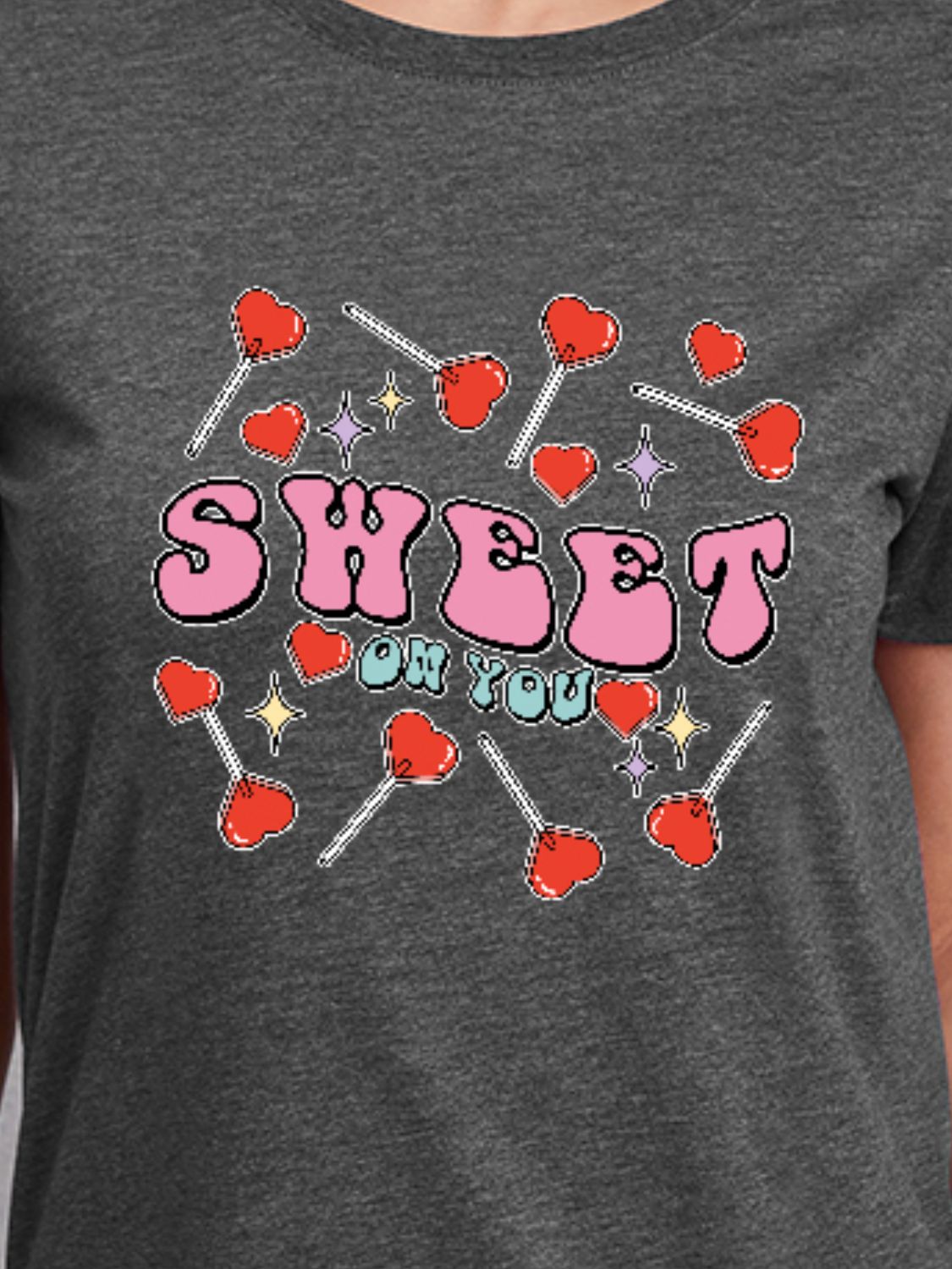 SWEET ON YOU Round Neck Short Sleeve T-Shirt-Jewearrings