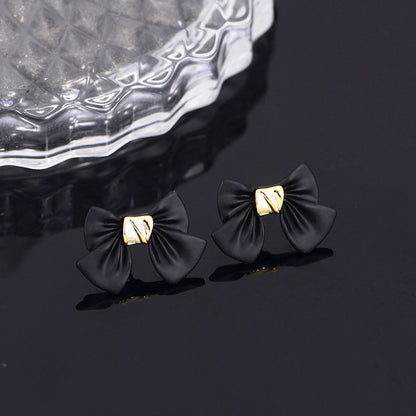 Fashion Trend Earrings Simple Personality Metal Texture Earrings Bow-Jewearrings