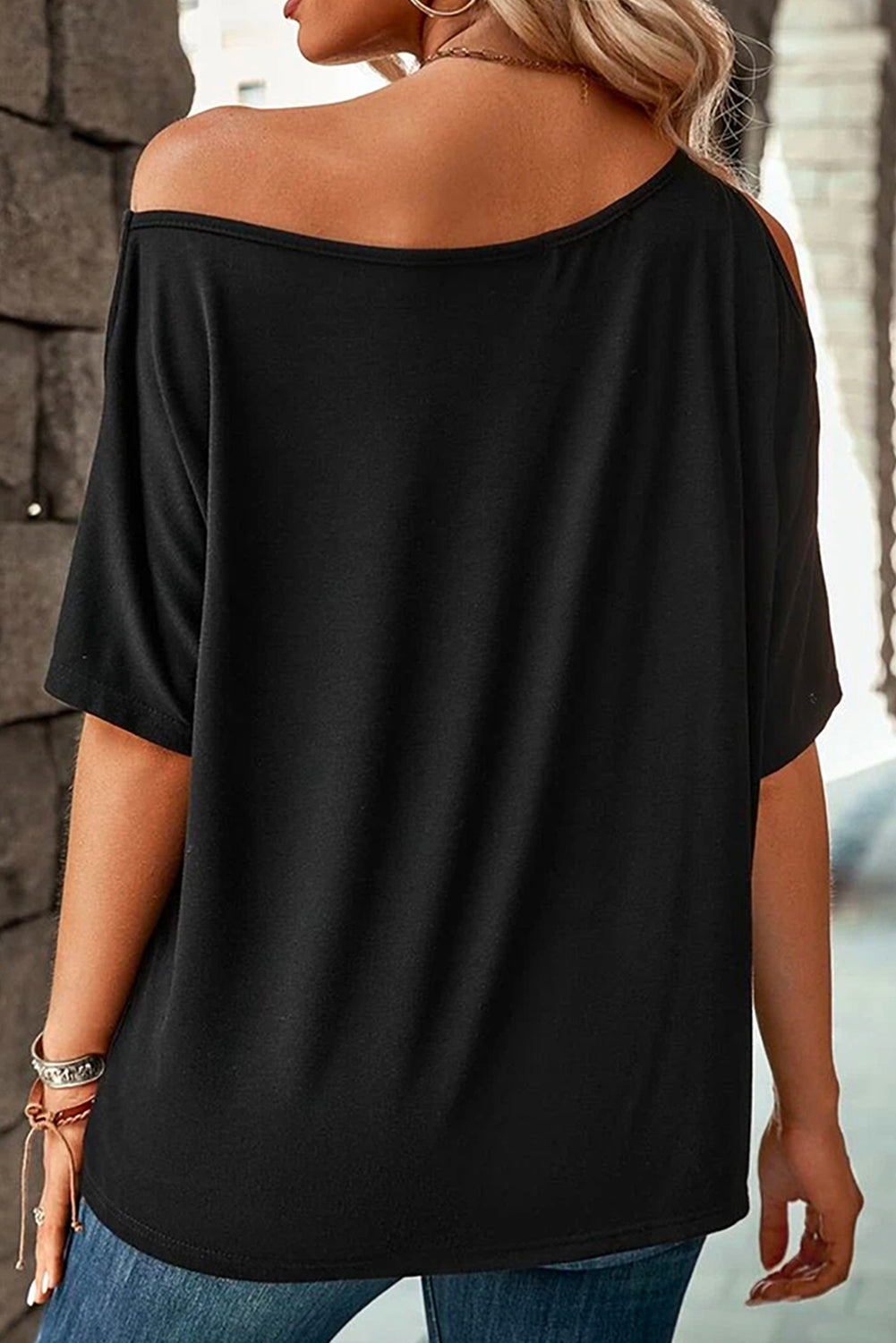 MAMA One Shoulder Half Sleeve T-Shirt-Jewearrings