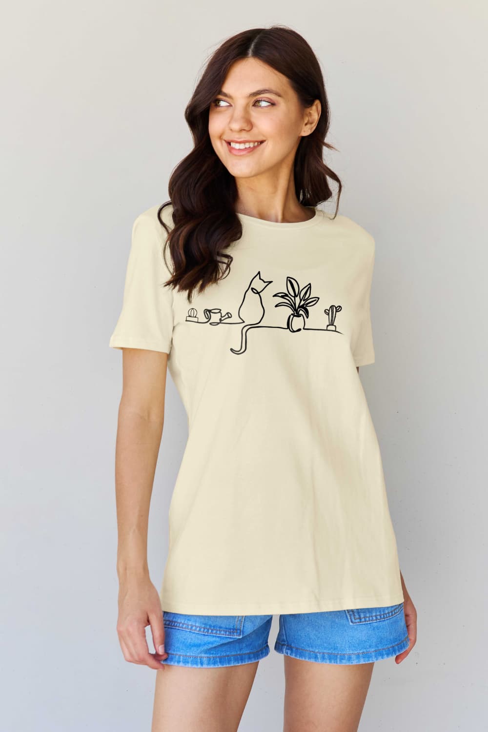 Simply Love Full Size Cat Graphic Cotton Tee-Jewearrings