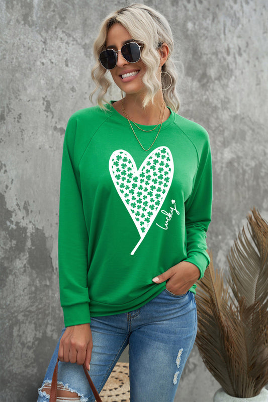 Heart Graphic Round Neck Sweatshirt-Jewearrings