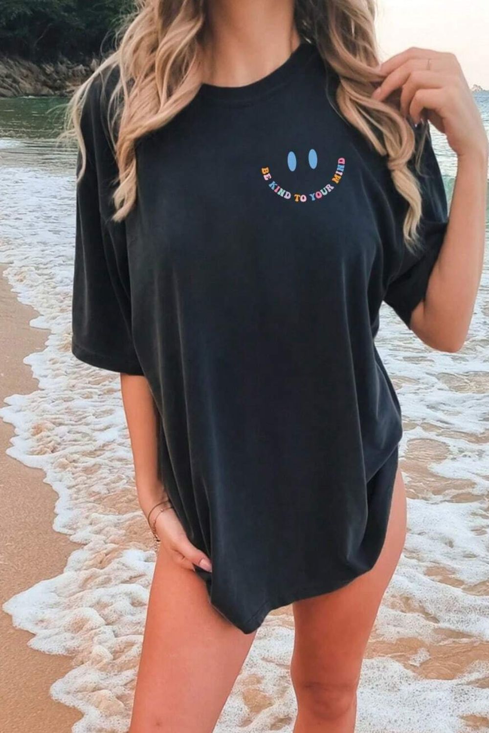 Letter Graphic Round Neck Short Sleeve T-Shirt-Jewearrings