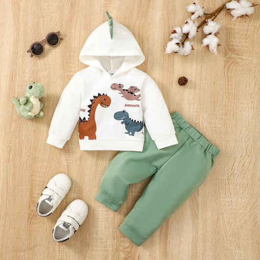 Dinosaur Graphic Hoodie and Pants Set-Jewearrings