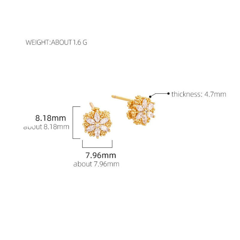 S925 Silver Spinning Snowflake Stud Earrings For Women-Jewearrings