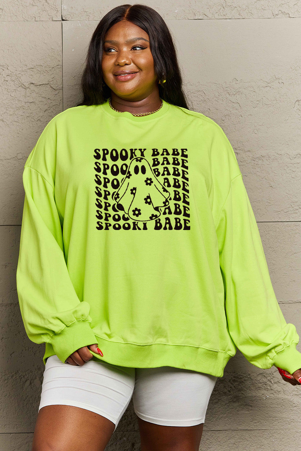 Simply Love Full Size SPOOKY BABE Graphic Sweatshirt-Jewearrings