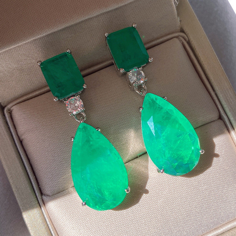 Pear Shaped Paraiba Earrings Emerald-Jewearrings