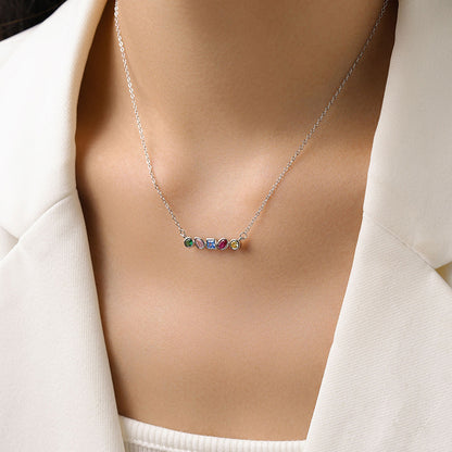 S925 Silver Rainbow Zircon Geometric Design Square Necklace Earrings-Jewearrings