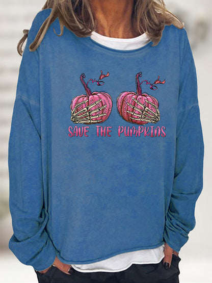 SAVE THE PUMPKIN Graphic Full Size Sweatshirt-Jewearrings