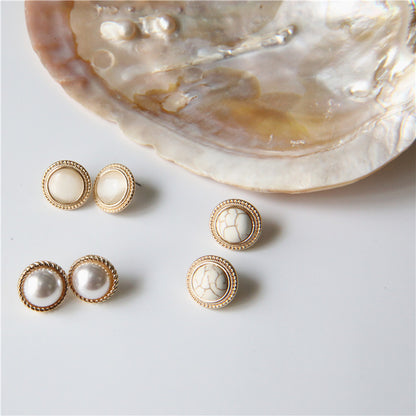 Pearl Cat Eye Stud Earrings-Jewearrings