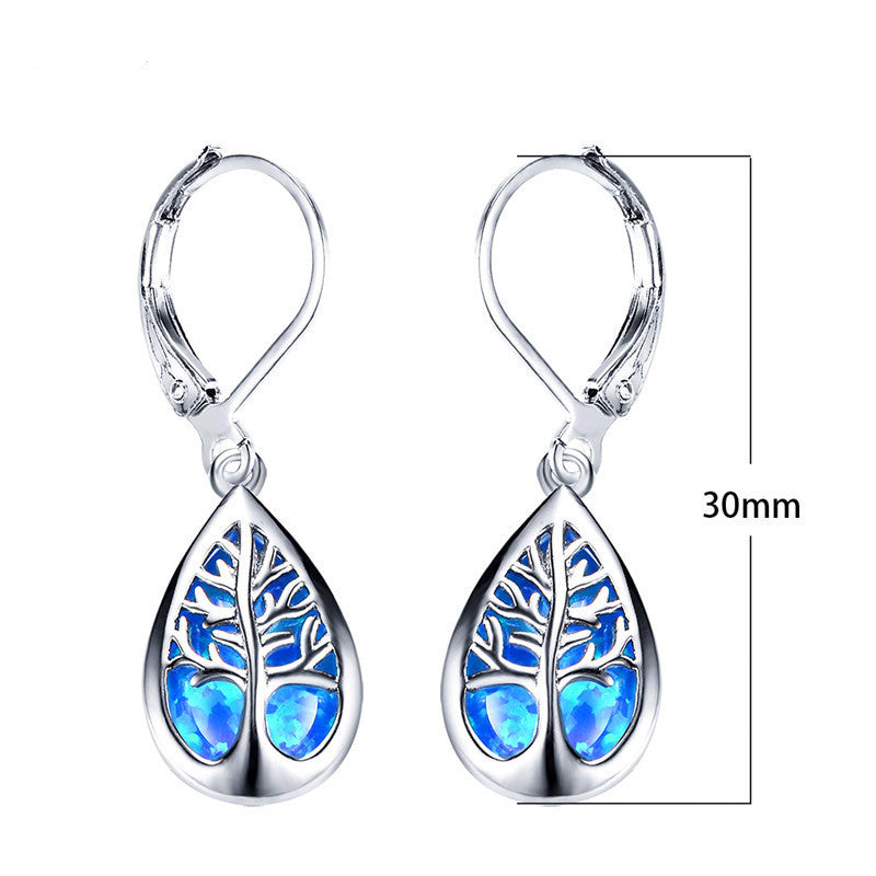 925 Sterling Silver Life Tree Dangle Earrings jewelry-Jewearrings