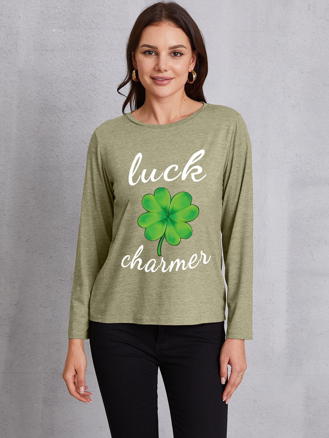 LUCK CHARMER Lucky Clover Round Neck T-Shirt-Jewearrings