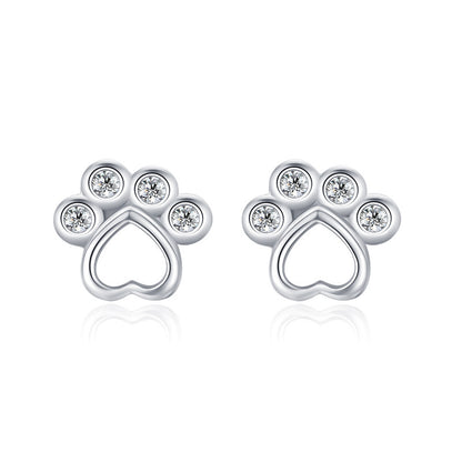 S925 Sterling Silver Care Bear Footprint Stud Earrings-Jewearrings