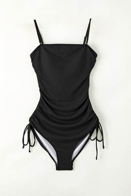 Drawstring Spaghetti Strap One-Piece Swimwear-Jewearrings