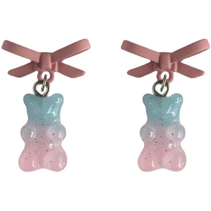 Bear Earrings Girl Bow Earrings Sweet And Versatile-Jewearrings