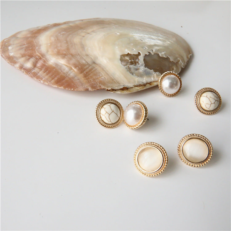 Pearl Cat Eye Stud Earrings-Jewearrings