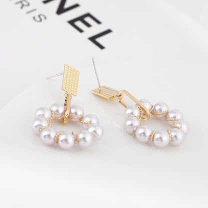 The New Slim Design Temperament Round Pearl Earrings-Jewearrings