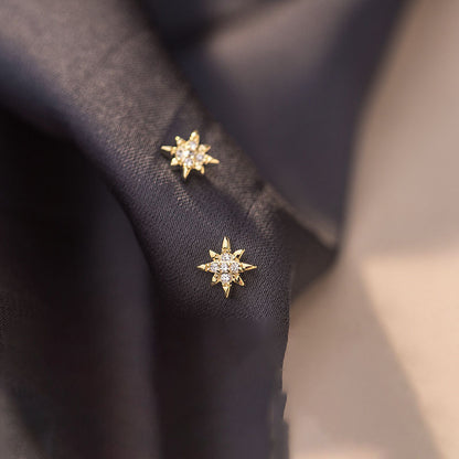 Star Stud Earrings with Diamonds-Jewearrings