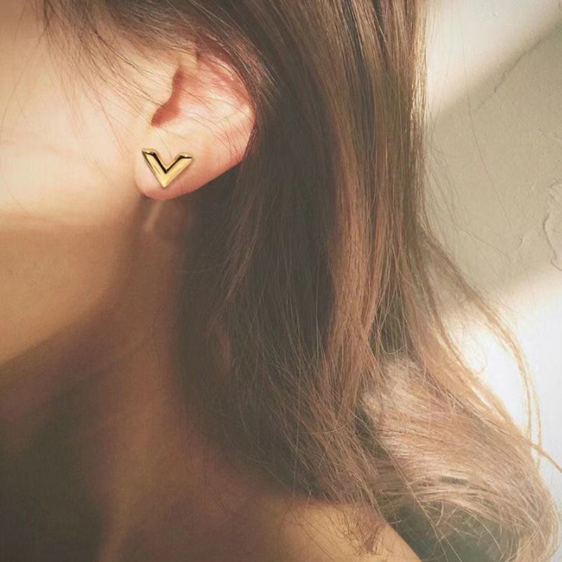 V-shaped Earrings Personalized Rose Gold Plated Earrings-Jewearrings