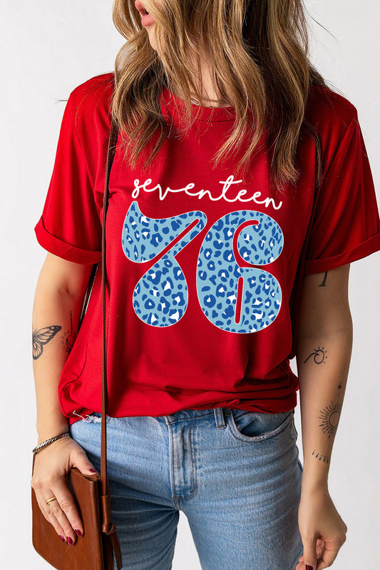 SEVENTEEN 76 Graphic Cuffed Sleeve Tee-Jewearrings