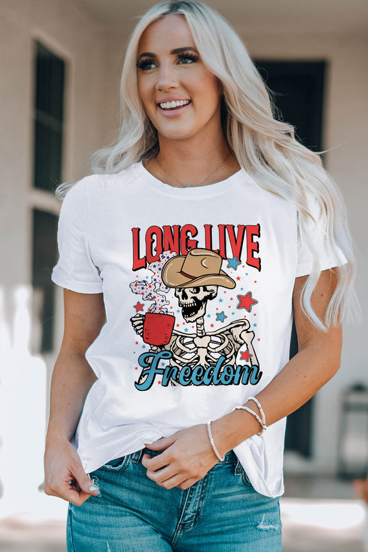 LONG LIVE FREEDOM Graphic Short Sleeve Tee-Jewearrings