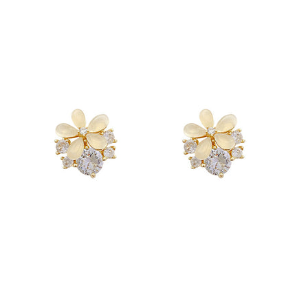 Opal Niche Design Simple Zircon Earrings-Jewearrings