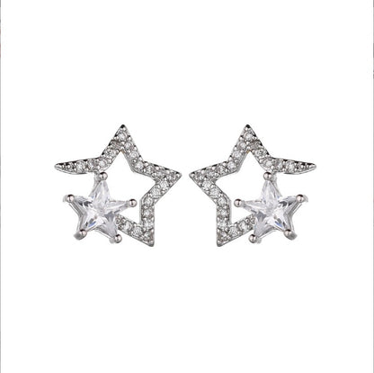 Fashion Women's Empty Five-pointed Star Stud Earrings-Jewearrings