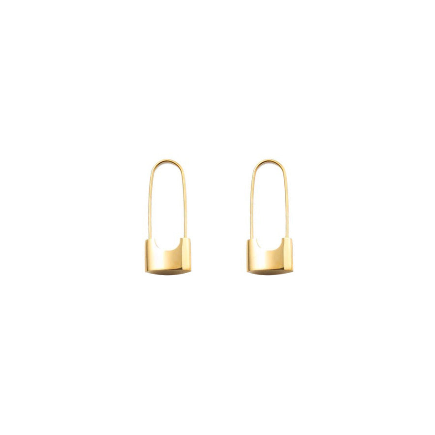 Paper clip lock metal earrings-Jewearrings