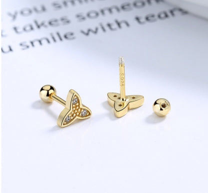 Twisted Clover Screw Stud Earrings Women's 925 Sterling Silver-Jewearrings