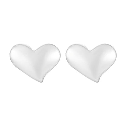 Silver Small Heart Stud Earrings Female Niche-Jewearrings