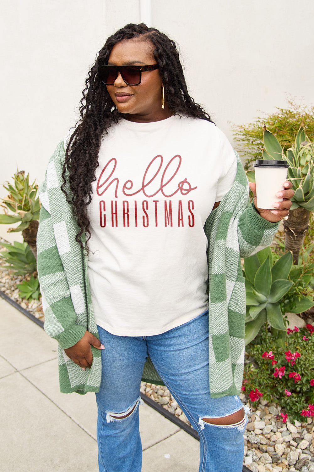 Simply Love Full Size HELLO CHRISTMAS Short Sleeve T-Shirt-Jewearrings