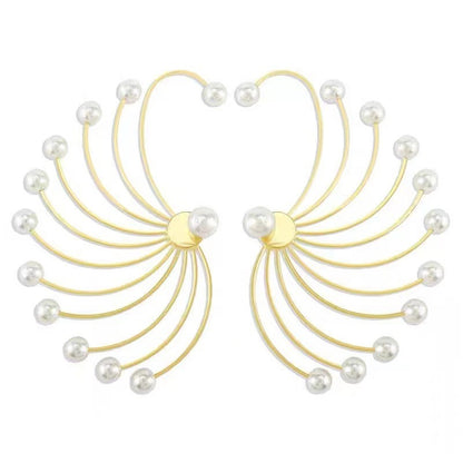 Women's Exaggerated Fan-shaped Artificial Pearl Earrings-Jewearrings