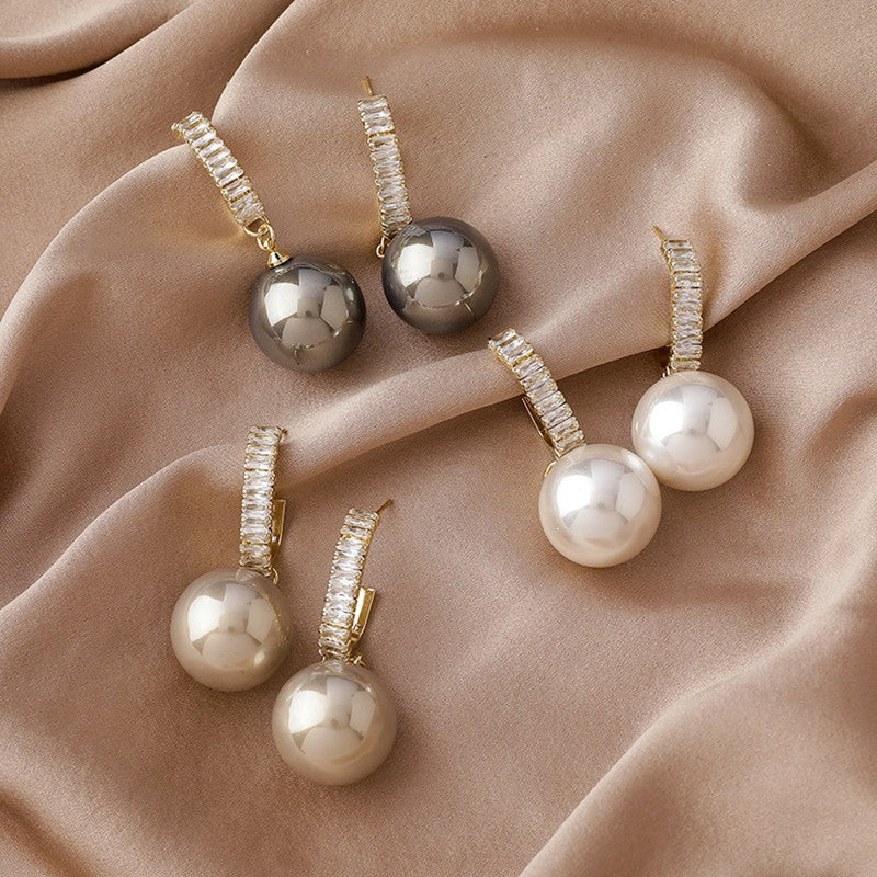 Vintage Metal Earrings Pearl Earrings Hong Kong Style Earrings-Jewearrings