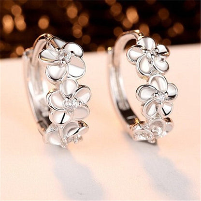 Sterling silver flower earrings-Jewearrings