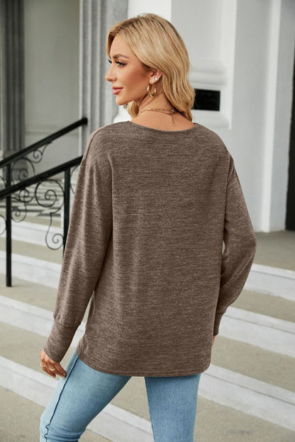 V-Neck Long Sleeve T-Shirt-Jewearrings