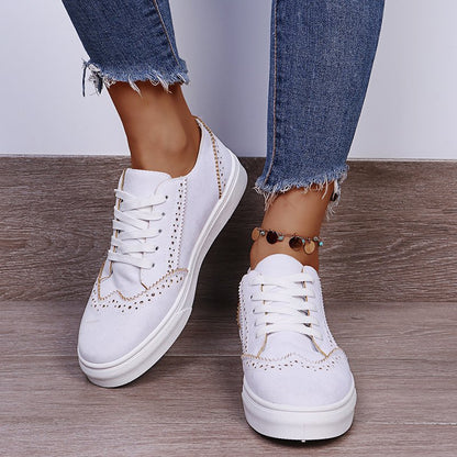 Lace-Up Suedette Flat Sneakers-Jewearrings