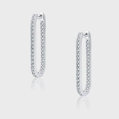 S925 Sterling Silver Geometric U-shaped Full Bore Earrings-Jewearrings