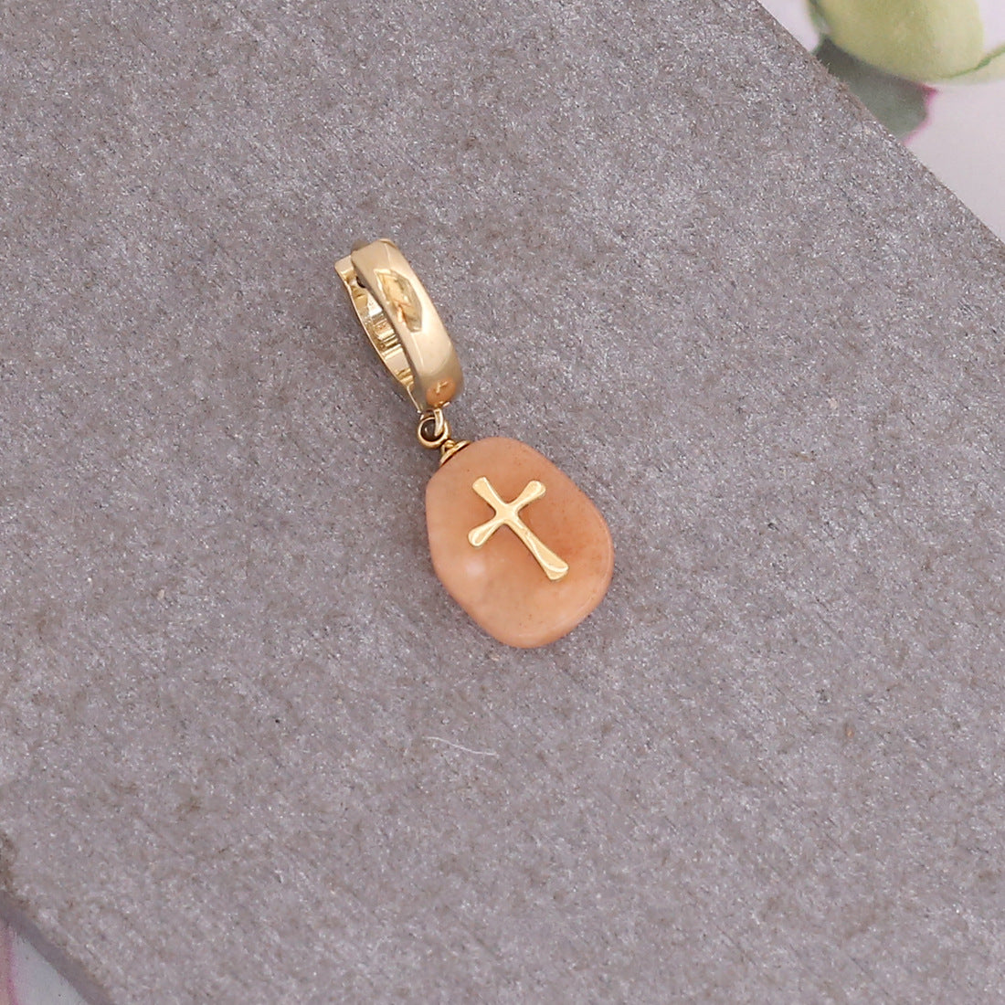 Natural Stone Cross Earrings Female Personality-Jewearrings