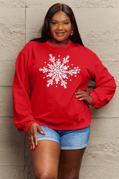 Simply Love Full Size Snowflake Graphic Sweatshirt-Jewearrings