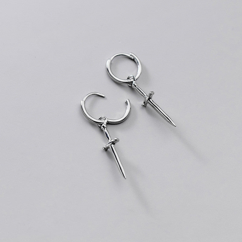 Glossy Cross Sword Creative Personality Earrings-Jewearrings