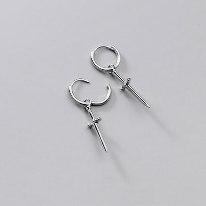 Glossy Cross Sword Creative Personality Earrings-Jewearrings