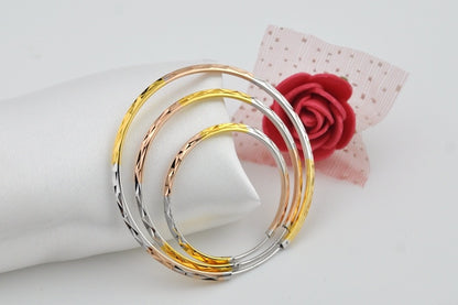 Tri-color Silver Earrings Female 925 Sterling Silver Color Gold-plated Ear Hoop Earrings-Jewearrings