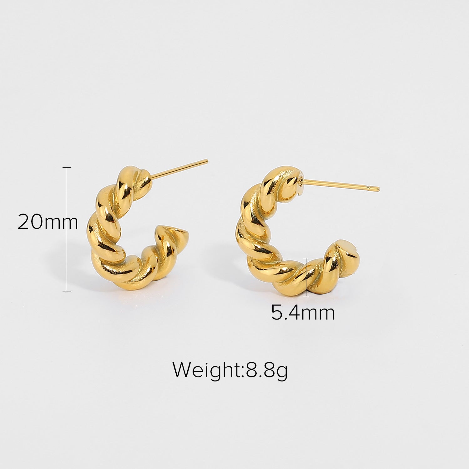 Ladies Twist Spiral Hoop Earrings 18K Gold Plated-Jewearrings