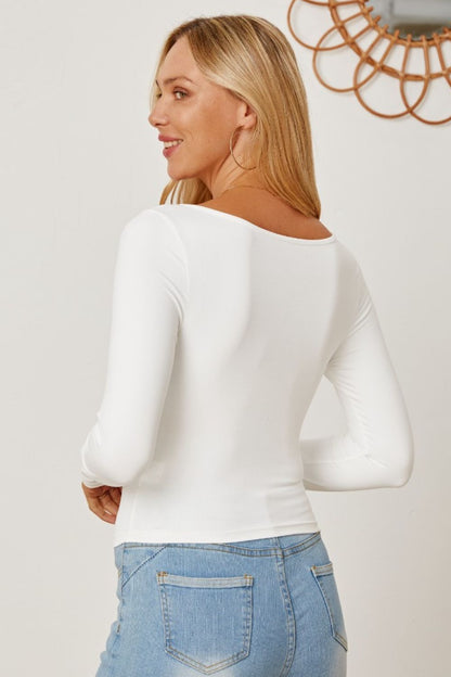 Ruched Long Sleeve T-Shirt-Jewearrings